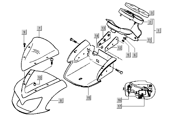 Gilera DNA 50 2T E1 2000-2001 – Kilometerteller Koplampkap