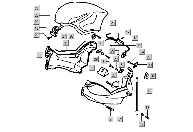 Gilera DNA 50 2T E1 2000-2001 – Zadel Helmvak