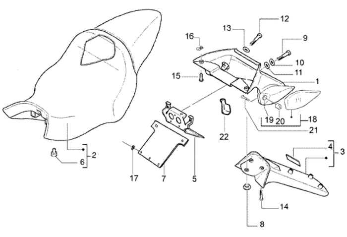 Gilera DNA 50 2T E2 2005 – Buddyseat Kentekenplaathouder