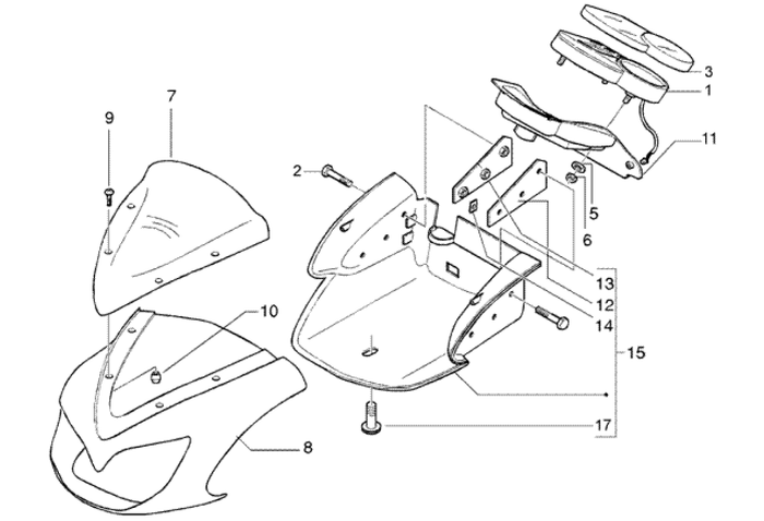 Gilera DNA 50 2T E2 2005 – Koplampspoiler Kilometerteller