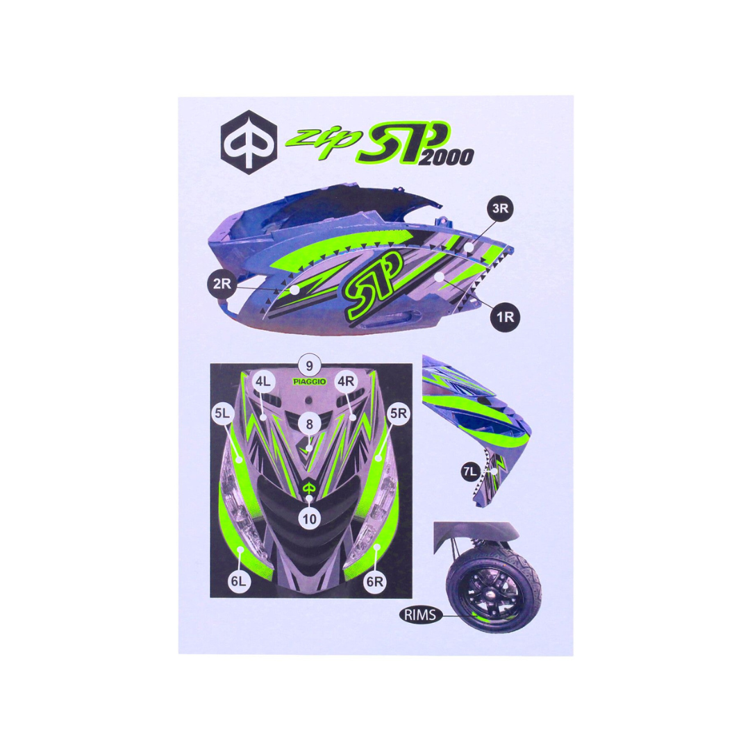 Aufklebersatz Fluo Green GP1 Piaggio Zip