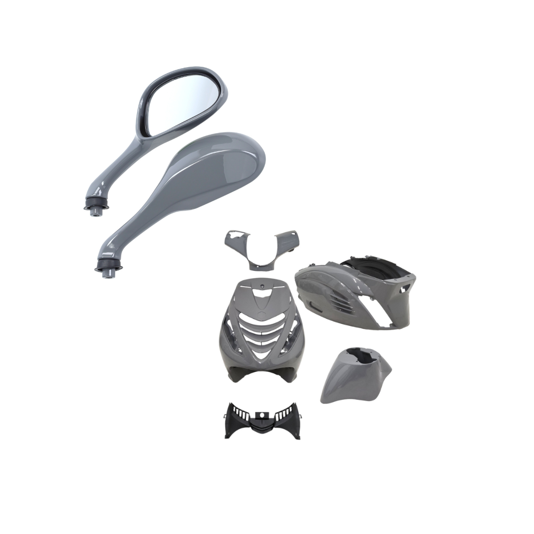 SP RS1 Kappenset + Runner Spiegels Nardo Grijs Piaggio Zip Bundel