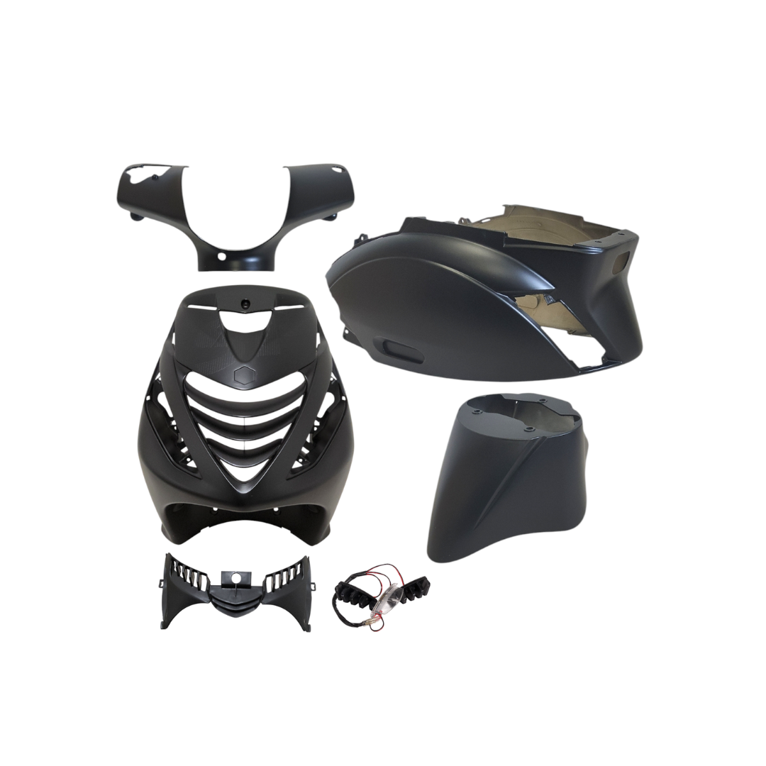 SP Cover Set Piaggio Zip Semi Mat Black + Grill Lighting White