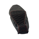 Zadelhoes Alcantara en Carbon Piaggio Zip Zwart/Rood Custom