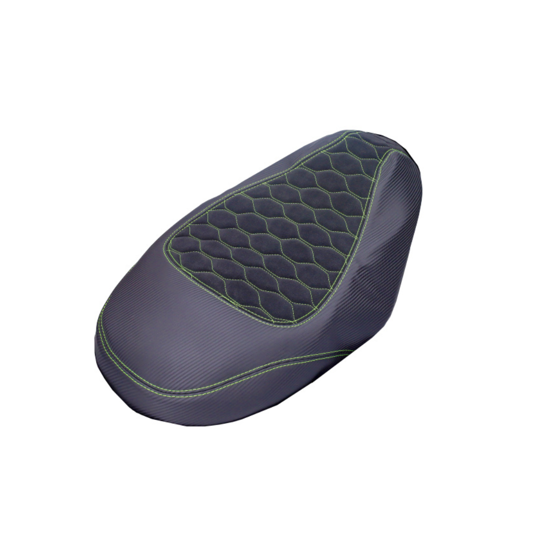 Zadelhoes Alcantara en Carbon Piaggio Zip Zwart/Fluor Geel Custom zadelhoes zip