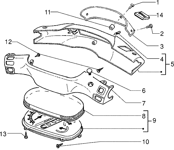 Piaggio Skipper 125 – Snelheidsmeter Stuurdeckel