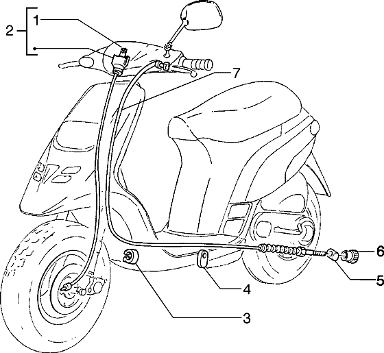 Piaggio Typhoon 50 – Bowdenkabel Achter Rem Km Teller
