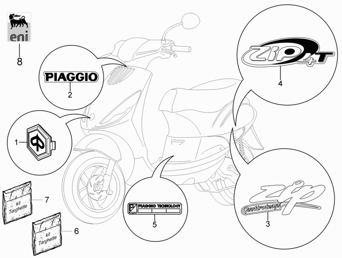 Piaggio Zip 50 4T NOABS E2 2006-2013 – Stickers Transfers
