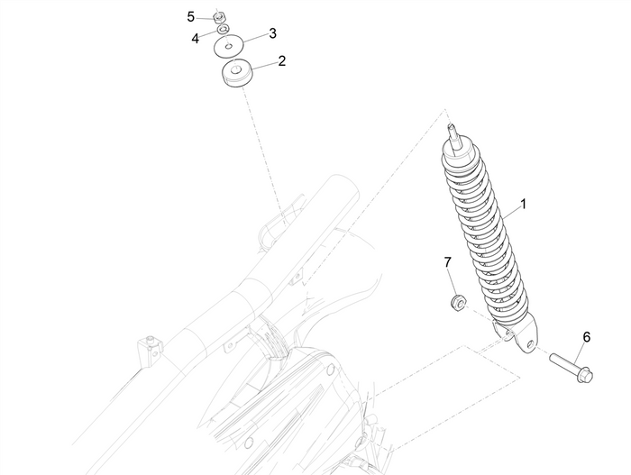 Piaggio Zip 50 4T NOABS E4 2018 - 2020 – Achterwielophanging Schokdemper