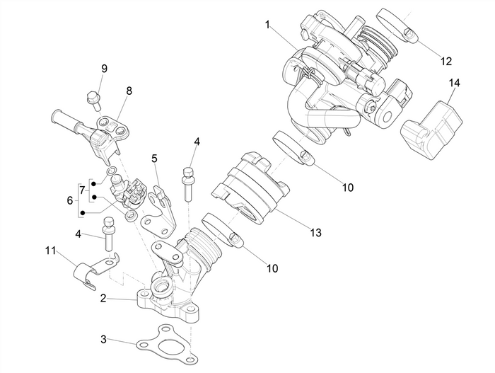Piaggio Zip 50 4T NOABS E4 2018 - 2020 – Gasklephuis Injectiestuk – Inlaatspruitstuk