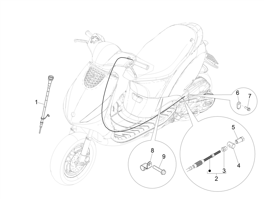 Piaggio Zip 50cc 4 Takt Euro 5 (2021-2023) – Rem / Kilometerkabel