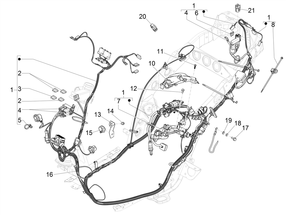 Piaggio Zip 50cc 4 Takt Euro 5 (2021-2023) – Hoofdkabelboom