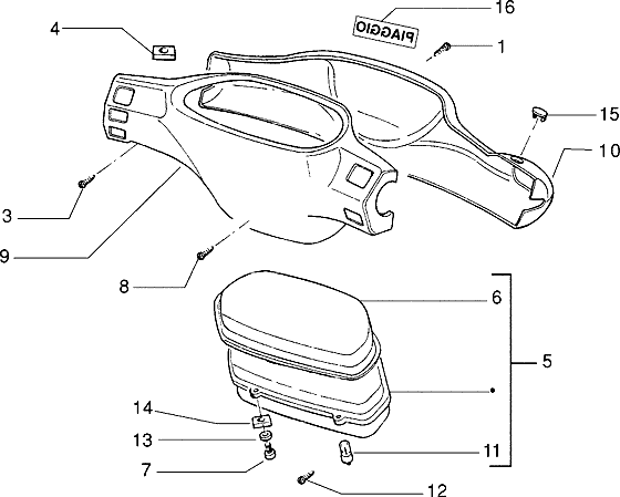 Piaggio Zip SP98 – Snelheidsmeter Stuurdeckel