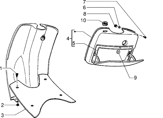 Piaggio Zip SP98 – Voorwiel Bagageruimte