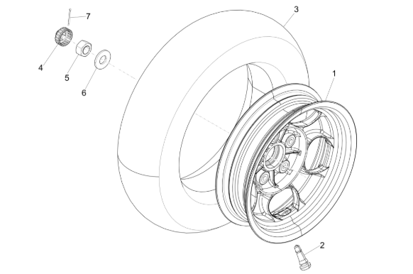 Piaggio Zip SP H2O 50cc 2 Takt 2001-2015 – Achterwiel