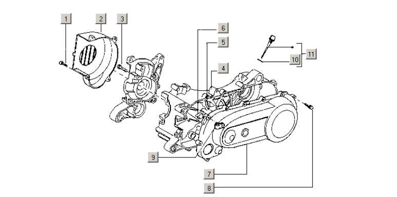 Piaggio Zip Type 3 – Koppelingsdeksel Lüftergehäuse Deckel