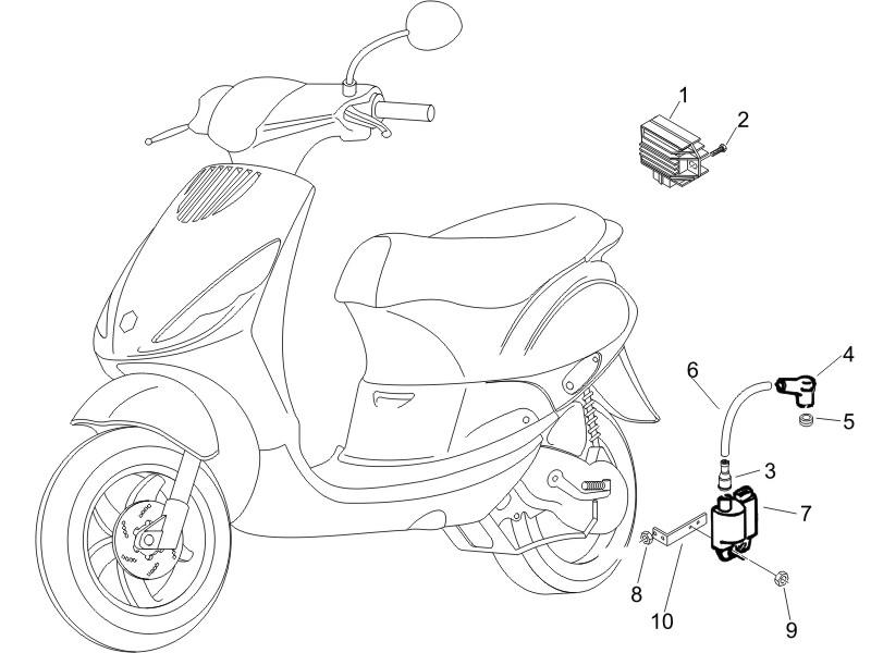 Zip 50 4T NOABS E2 2006-2013 - Spanningsregelaar, Elektrisch Regeleenheid & Bobine