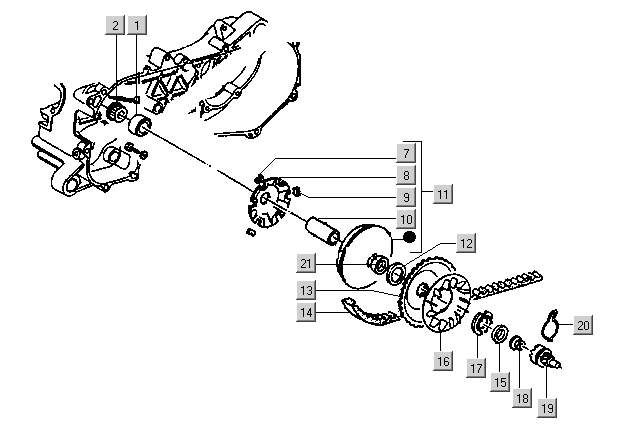 Gilera DNA 50 2T E1 2000-2001  - Variateur