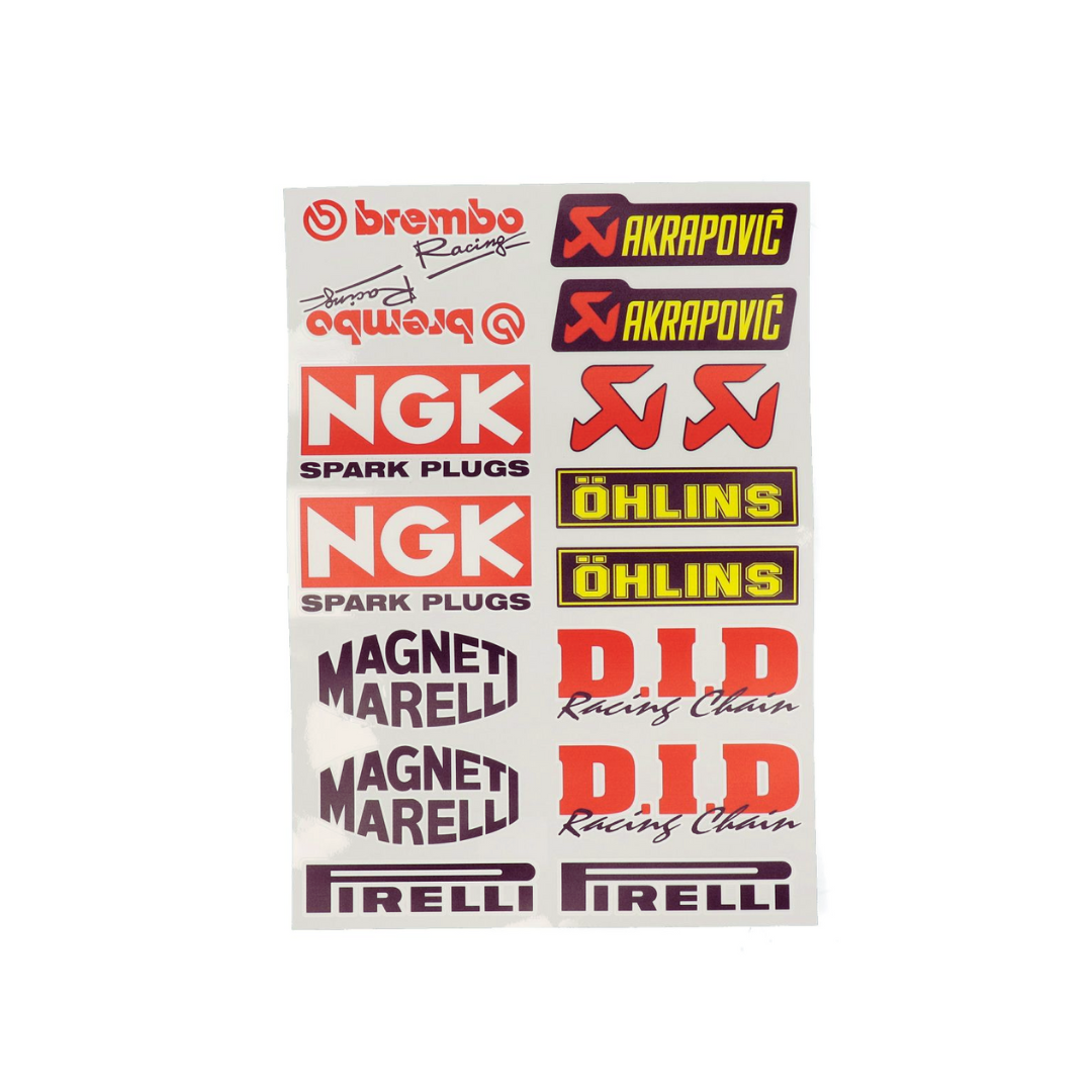 Stickerset NGK, Akrapovic, Brembo, Öhlins 20-delig