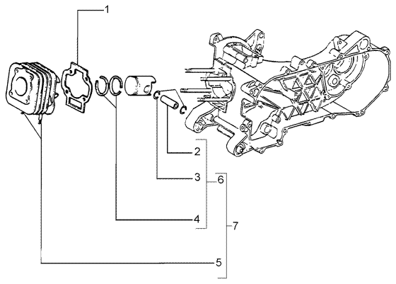 Vespa LX 50 2T – Cilinder Zuiger Zuigerpen