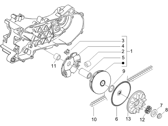 Vespa Sprint 50 2T NOABS E2 2014-2017 – Aandrijfkoppeling