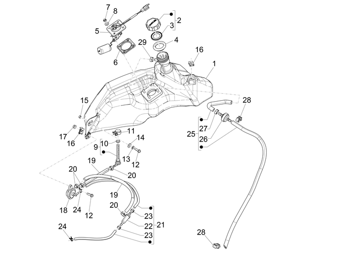 Vespa Sprint 50 2T NOABS E2 2014-2017 – Brandstoftank