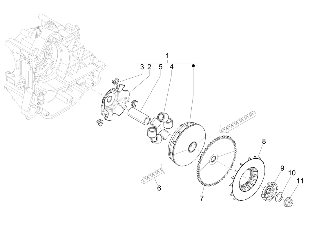 Vespa Sprint 50 4T-3V E4 2017 - 2020 – Aandrijfkoppeling