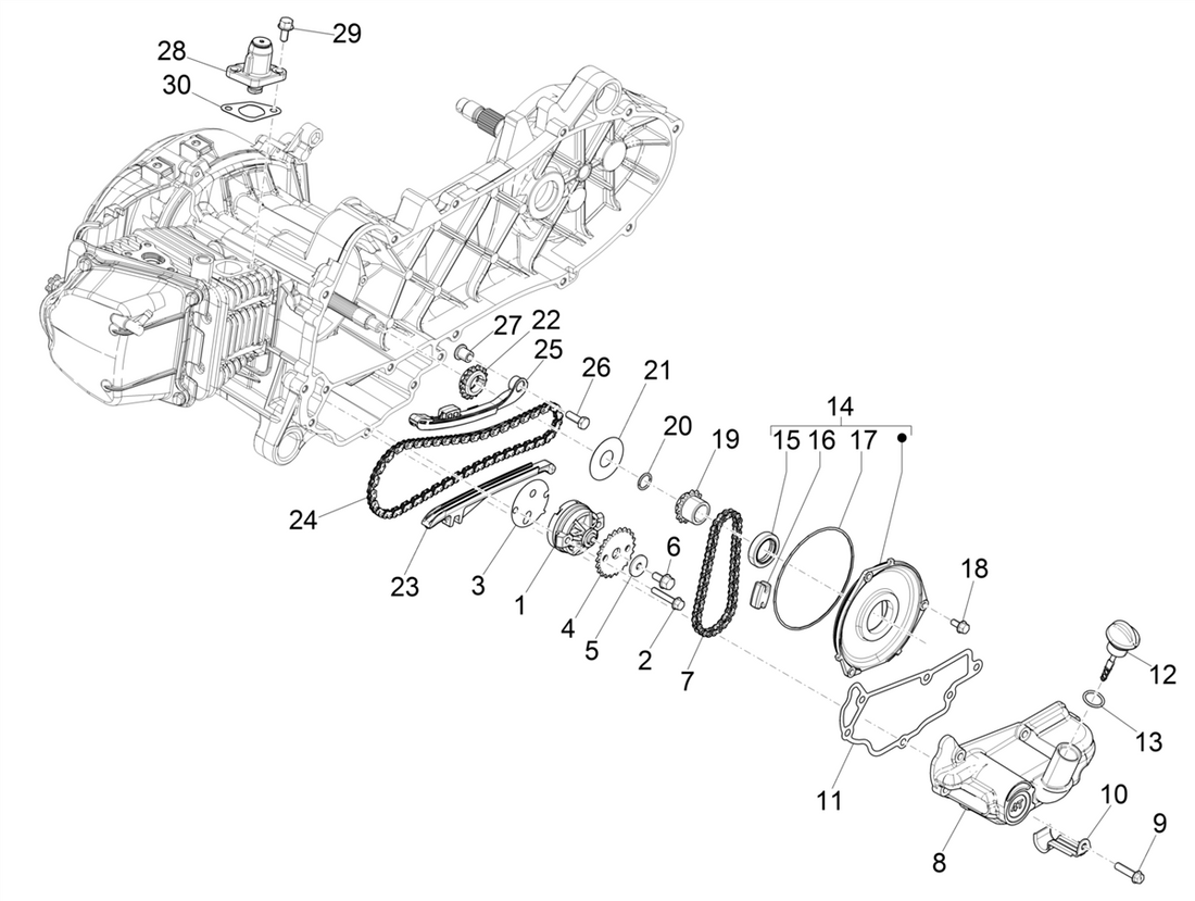 Vespa Sprint 50 4T-3V E4 2017 - 2020 – Oliepomp