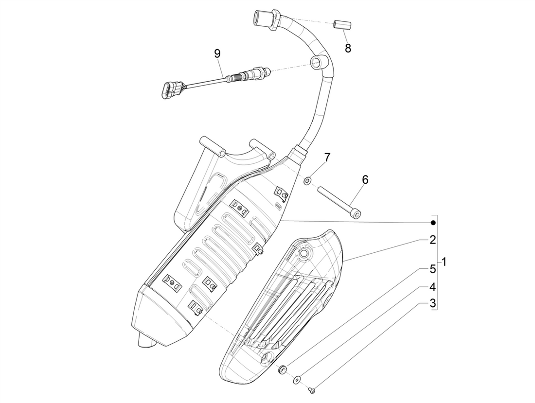 Vespa Sprint 50 4T-3V E4 2017 - 2020 – Uitlaat