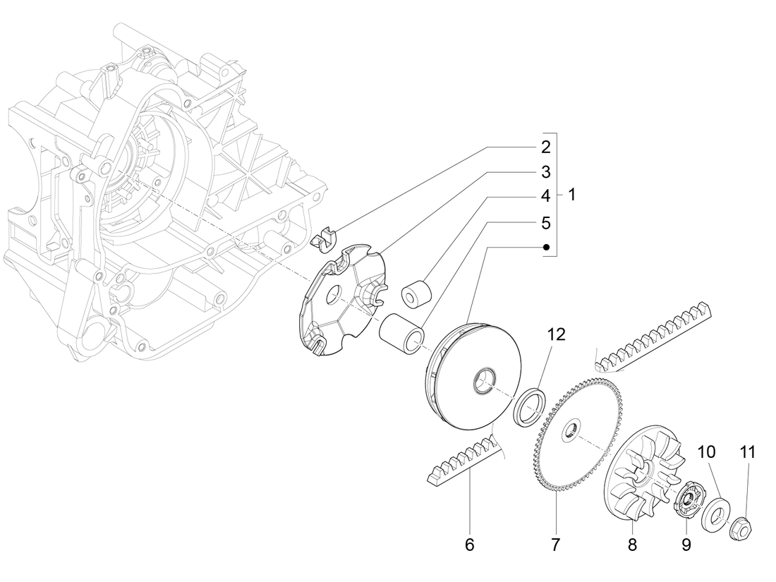 Vespa Sprint 50 4T 2V 25 kmh NOABS E2 2014-2017 – Aandrijfkoppeling