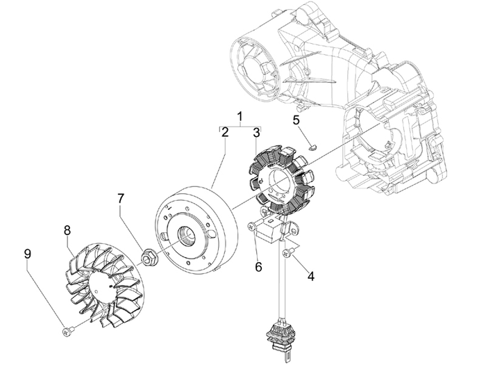 Vespa Sprint 50 4T 2V 25 kmh NOABS E2 2014-2017 – Dynamo Vliegwiel En Onsteking