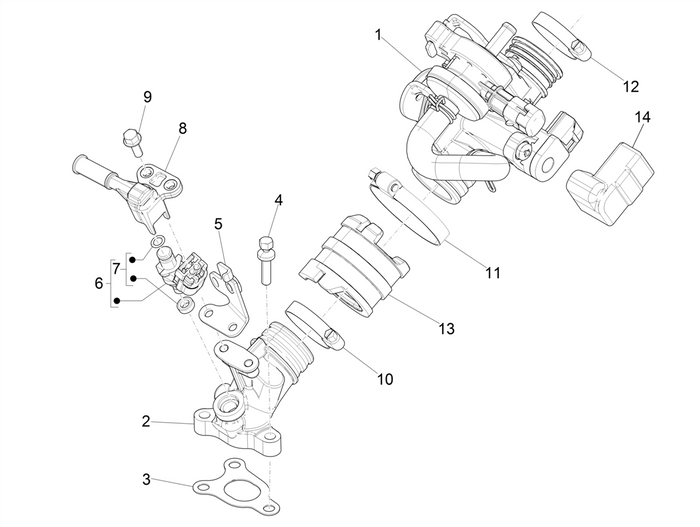 Vespa Sprint 50 4T 3V 25 kmh E4 2017-2020 – Gasklephuis Injector Inlaatspruitstuk