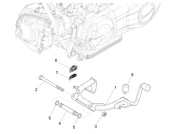 Vespa Sprint 50 4T 3V 25 kmh E4 2017-2020 – Middenstandaard