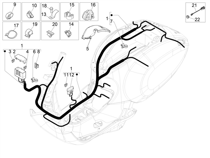 Vespa Sprint 50 4T 3V E5 2020 – Hoofdkabelboom