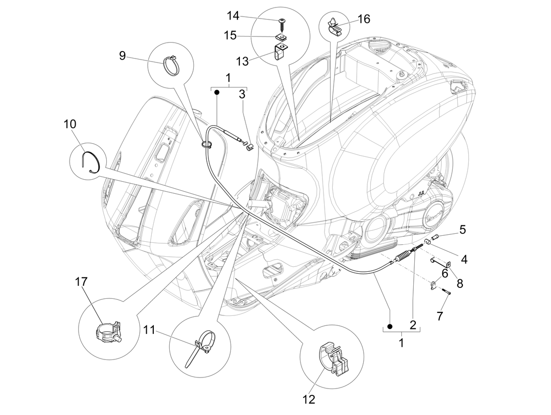 Vespa Sprint 50 4T 4V NOABS E2 2014-2017 – Kabels