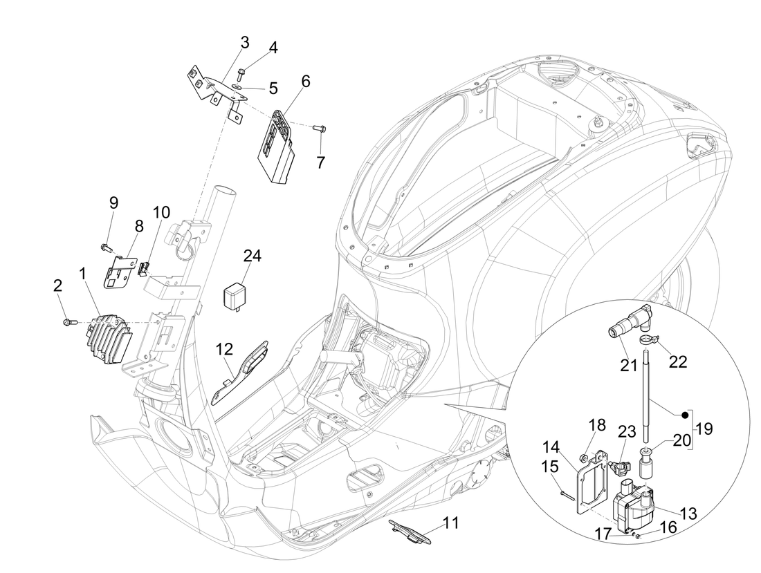 Vespa Sprint 50 4T 4V NOABS E2 2014-2017 – Spanningsregelaar Cdi Bobine