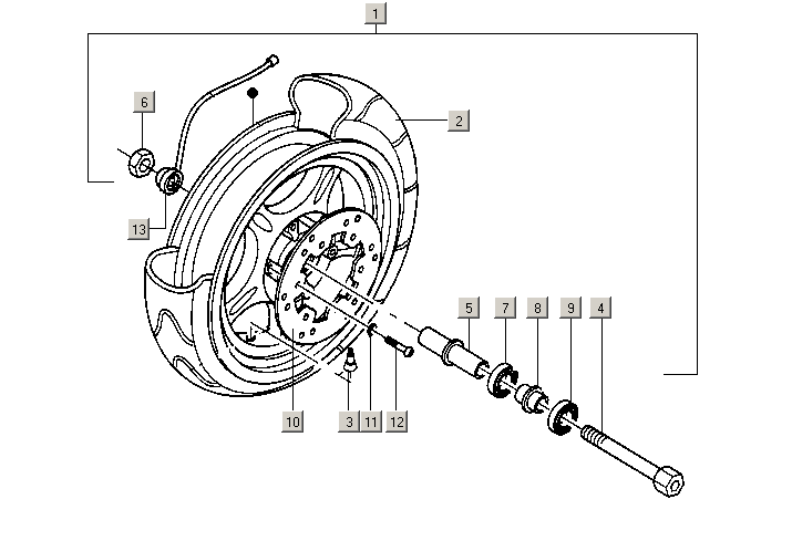 Gilera ICE 50 2T E2 2002-2005 - Voorband, Velg & Remschijf