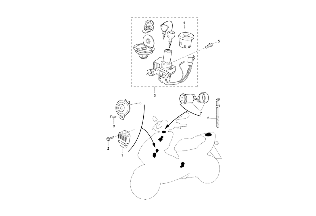 Yamaha Aerox 100 2T – Regelaar Claxon Contactslot