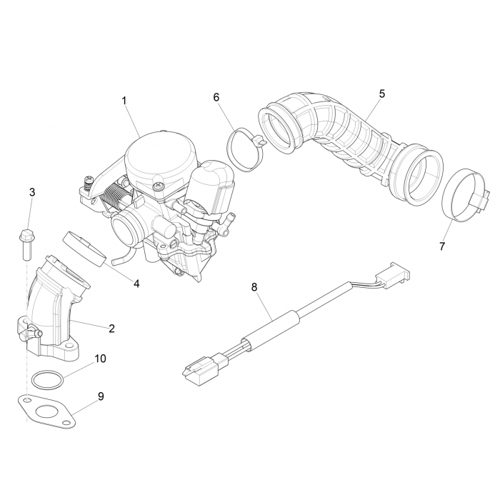 Carburetor, complete - inlet manifold | ZIP 50 4T 25 km/h NOABS E2 2006-2016 (EMEA)