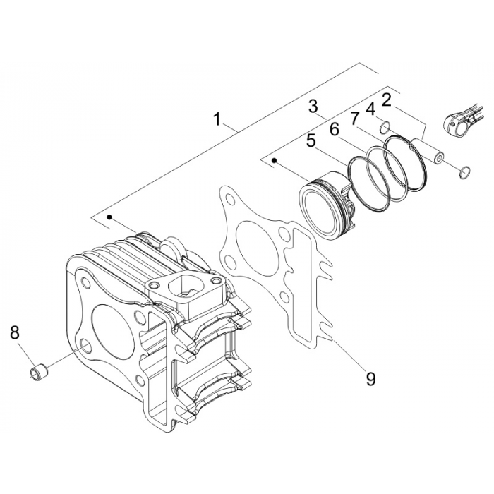 Cylindre-Sucker-Sucker Pin Unit Zip 50 4T 25 km / H Noabs E2 2006-2016 (EMEA)