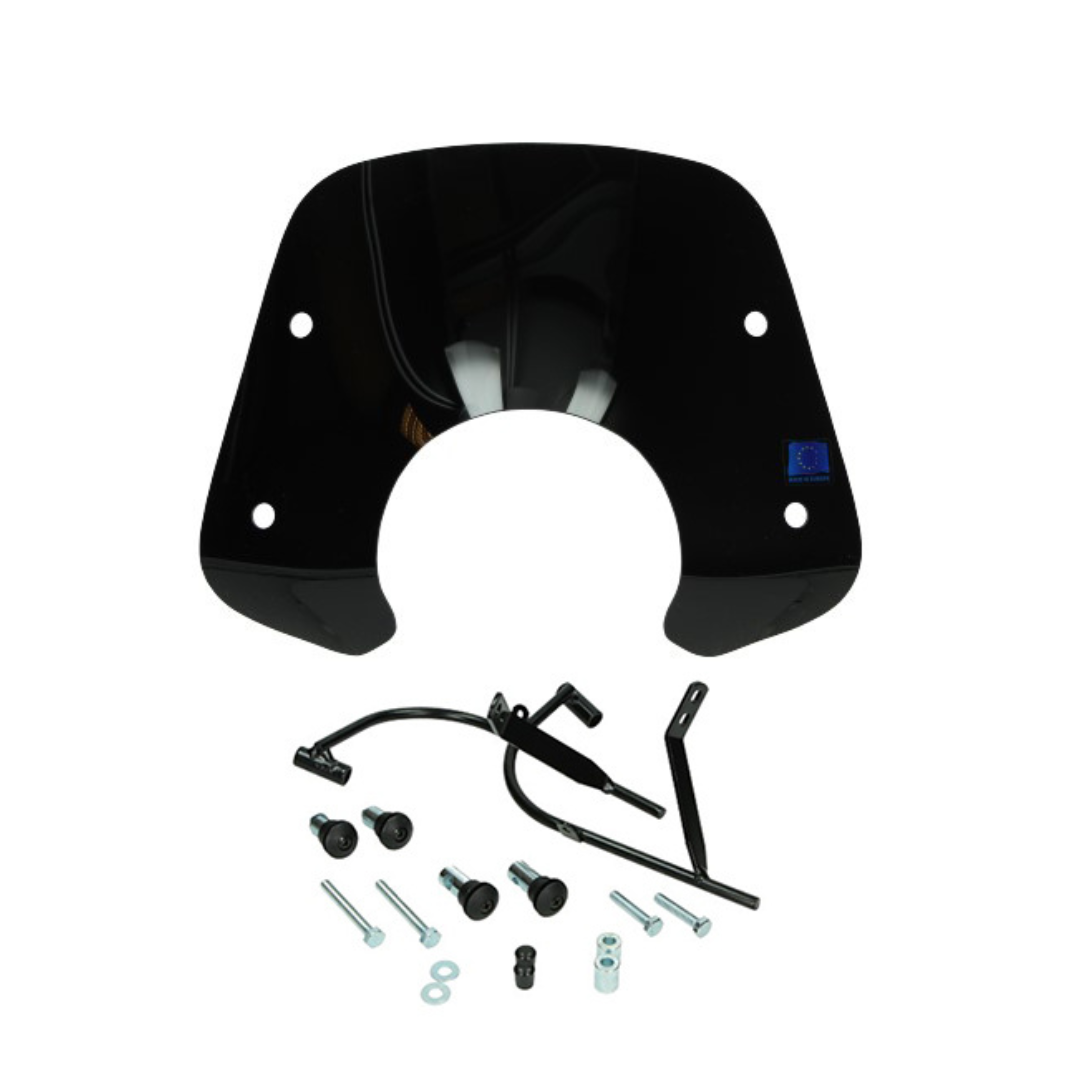 Pare-brise noir brillant Sym Fiddle 2 avec matériel de montage