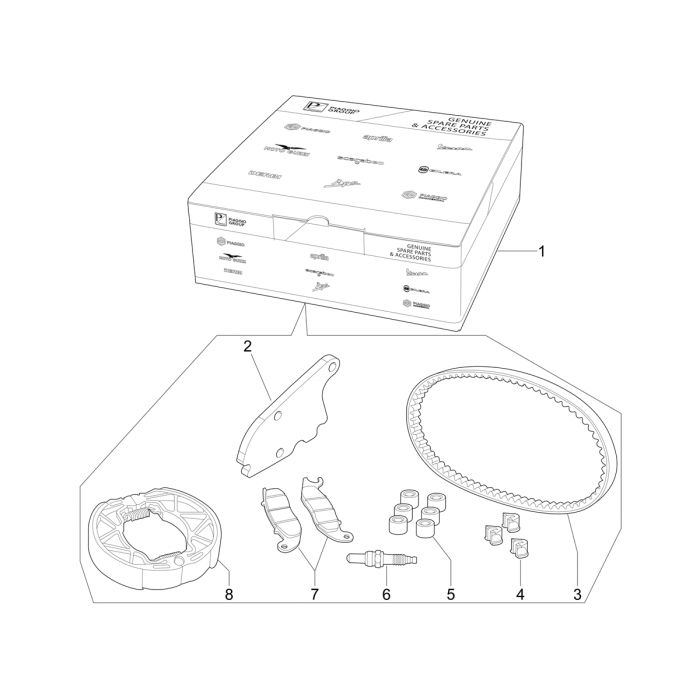 Maintenance kit ZIP 50 4T 25 km/h NOABS E2 2006-2016 (EMEA)