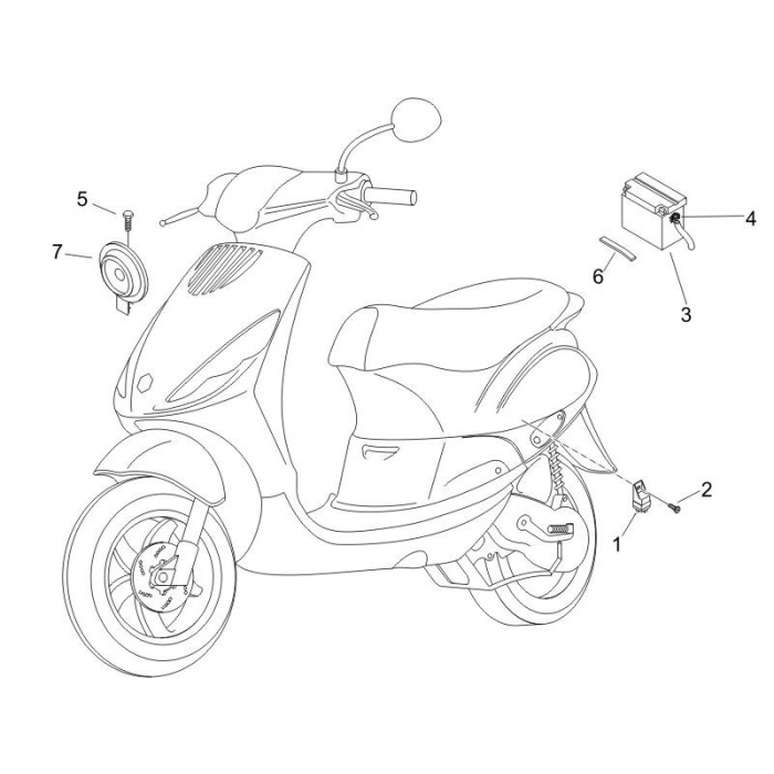 Relay - Battery - horn | ZIP 50 4T 25 km/h NOABS E2 2006-2016 (EMEA)